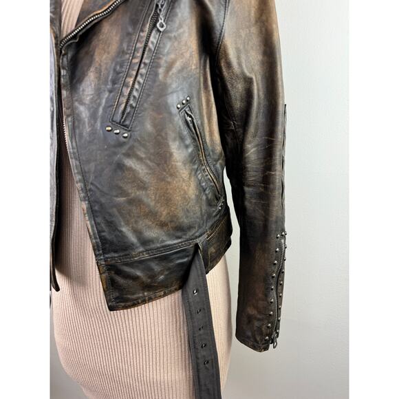 DOUBLE RL Ralph Lauren RRL Thunderbird Studded Motorcycle Brown Leather Jacket 3 - Picture 5 of 13